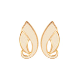 1980s Vintage D'Orlan Ivory Enamel Leaf Earrings