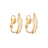 1980s Vintage D'Orlan Ivory Enamel Leaf Earrings