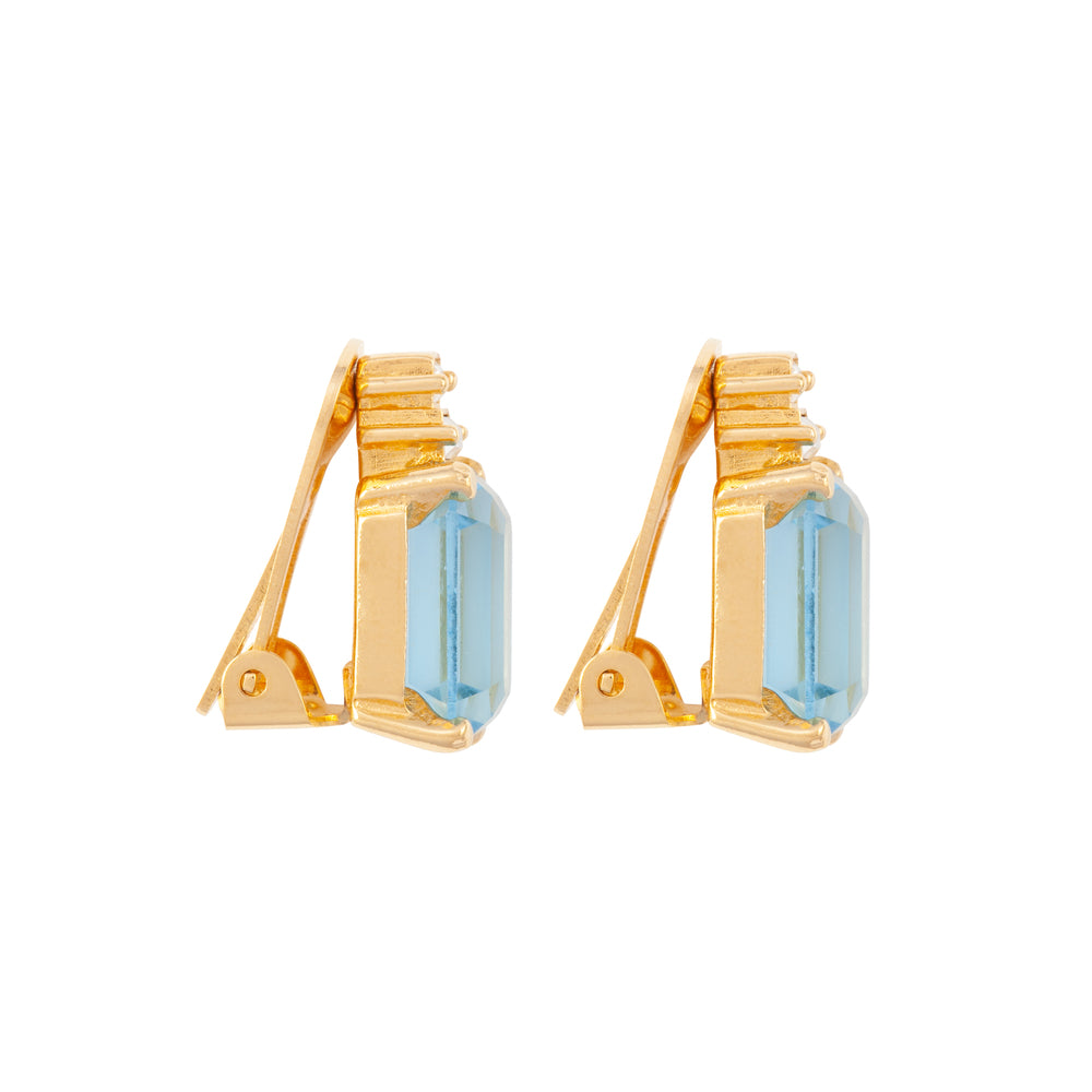 1980s Vintage Christian Dior Aquamarine Clip-On Earrings