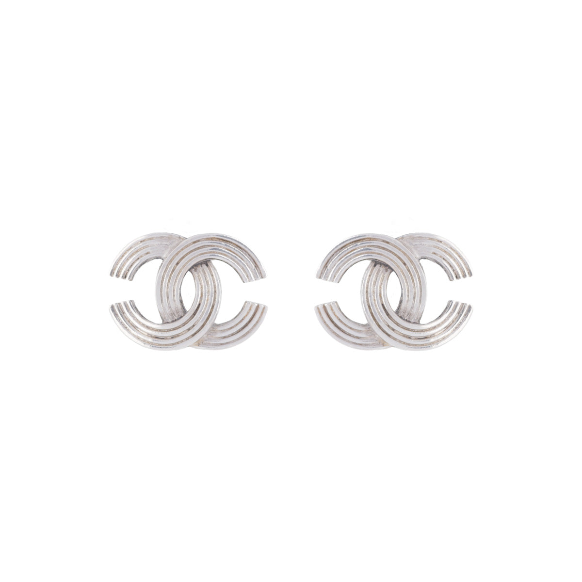 2000 Chanel Ribbed Clip-On Earrings
