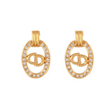 1980s Vintage Christian Dior Oval Logo Clip-On Earrings