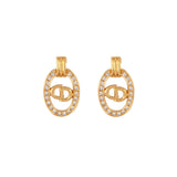 1980s Vintage Christian Dior Oval Logo Clip-On Earrings
