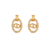 1980s Vintage Christian Dior Oval Logo Clip-On Earrings
