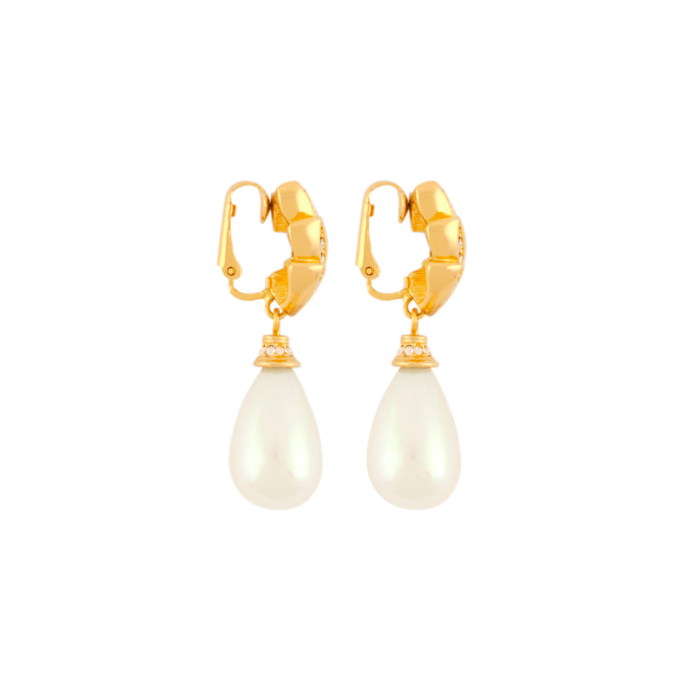 1980s Vintage Christian Dior Pearl Drop Clip-On Earrings