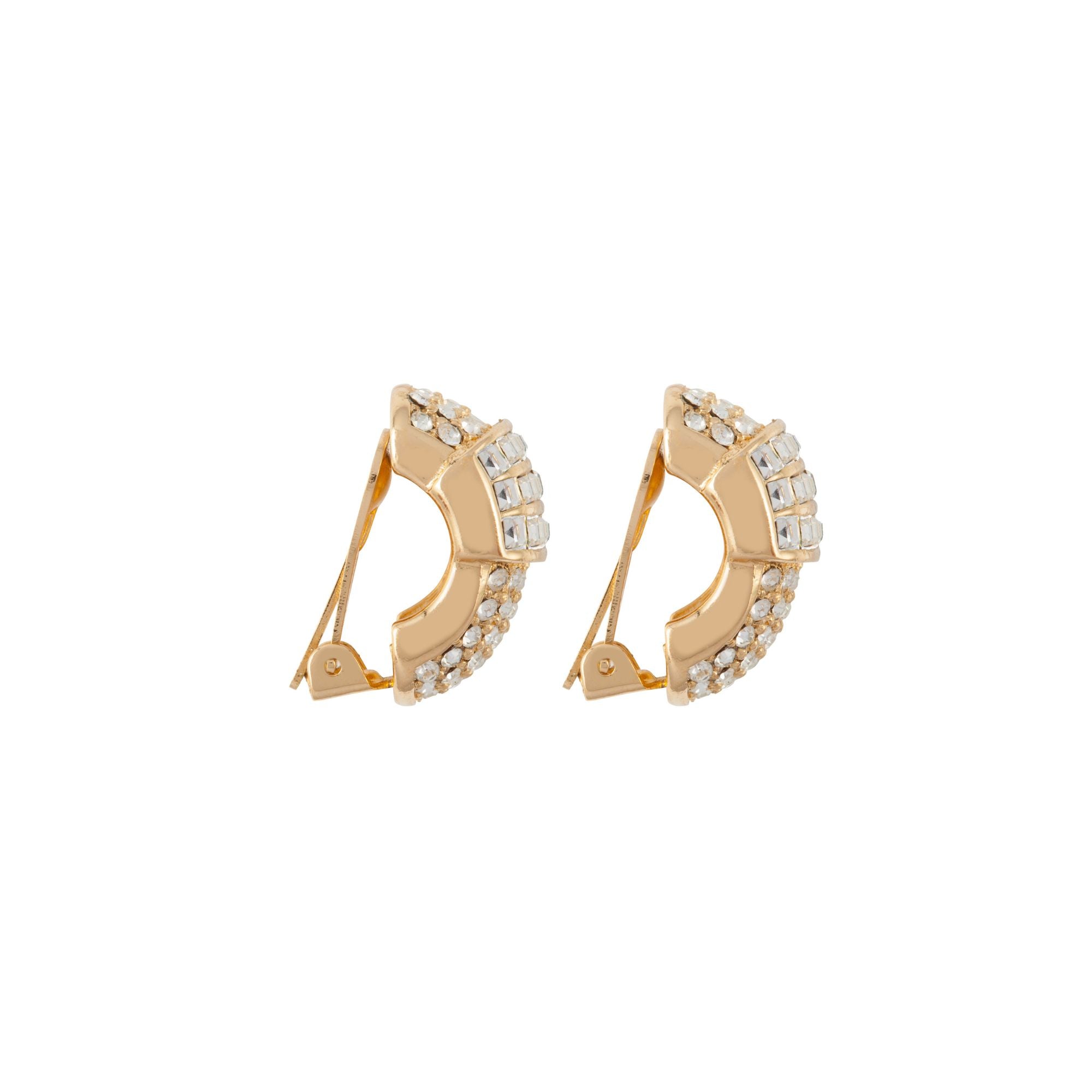 1980s Vintage Christian Dior Demi Hoop Clip-On Earrings