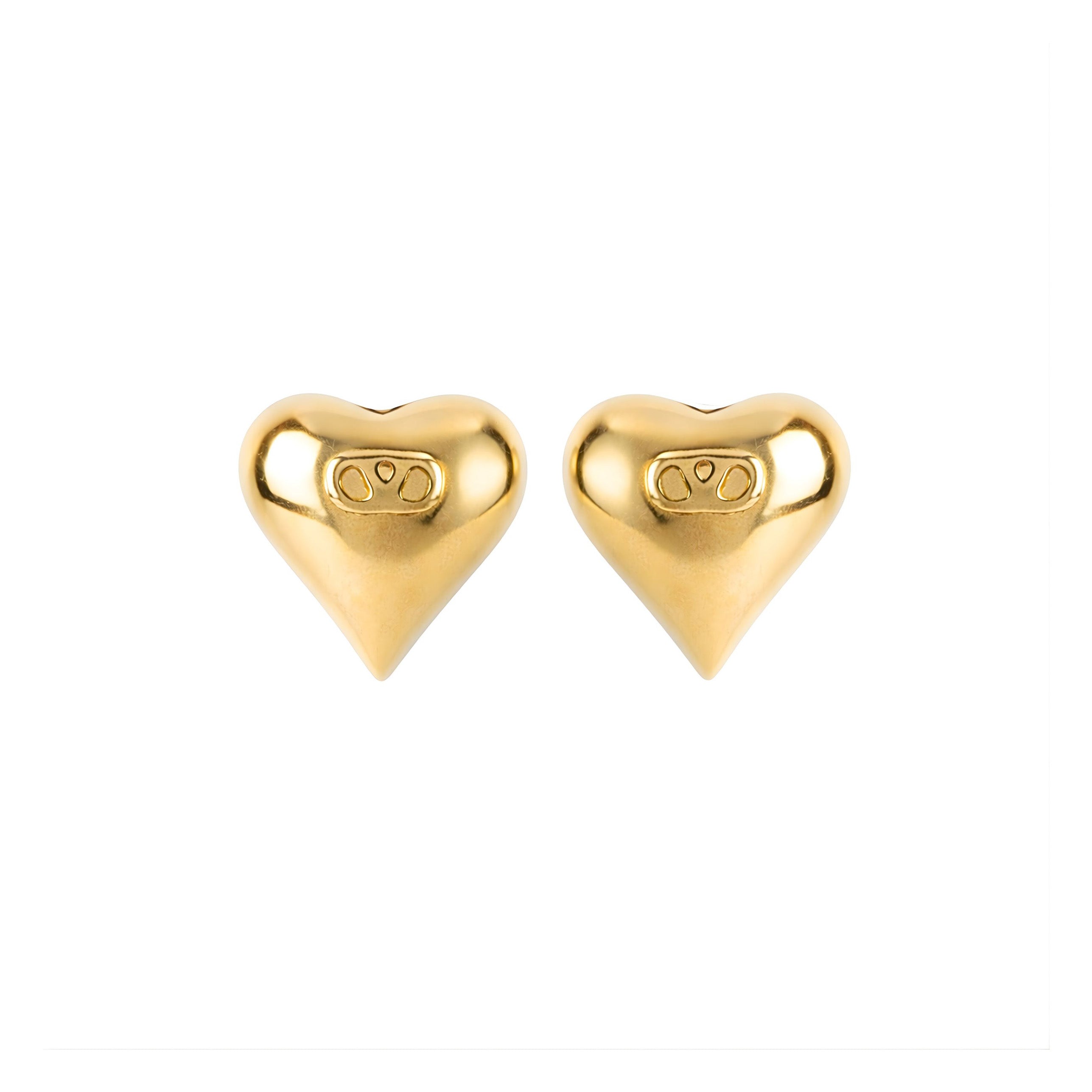 1990s Vintage Valentino Sculpted Heart Clip-On Earrings