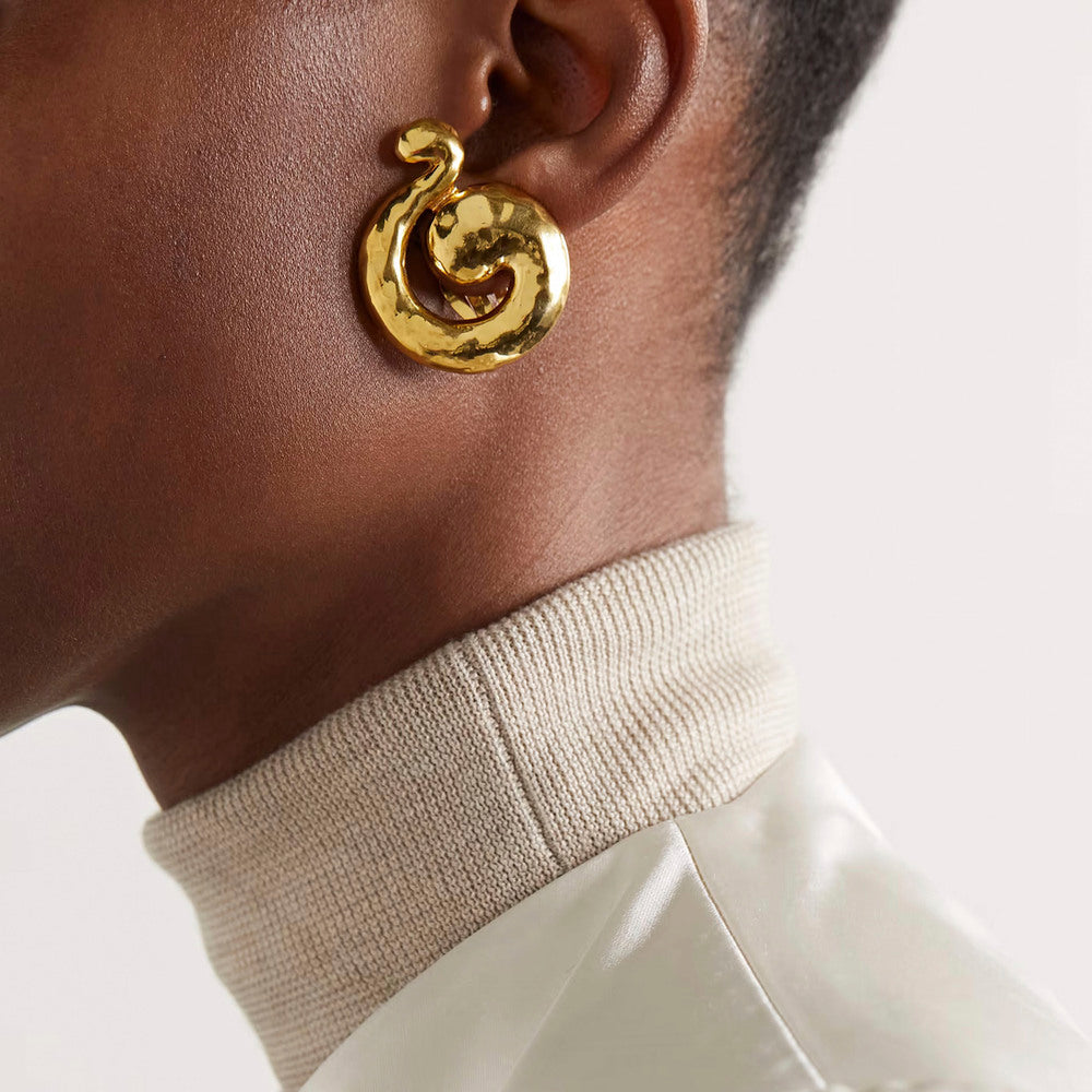 1990s Vintage Yves Saint Laurent Swirl Clip-On Earrings