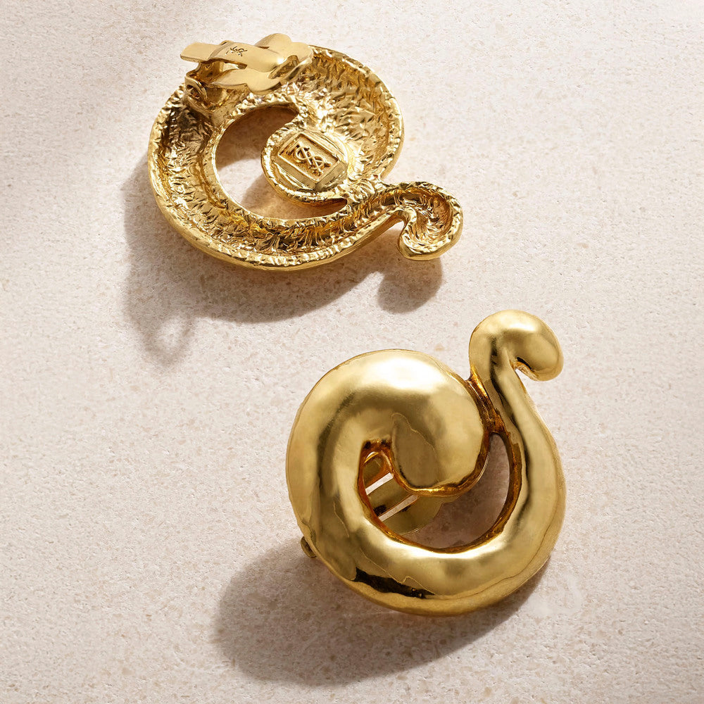 1990s Vintage Yves Saint Laurent Swirl Clip-On Earrings