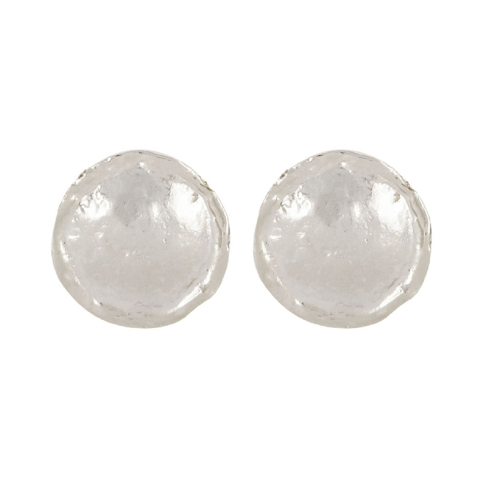 1980s Vintage Textured Disc Clip-On Earrings