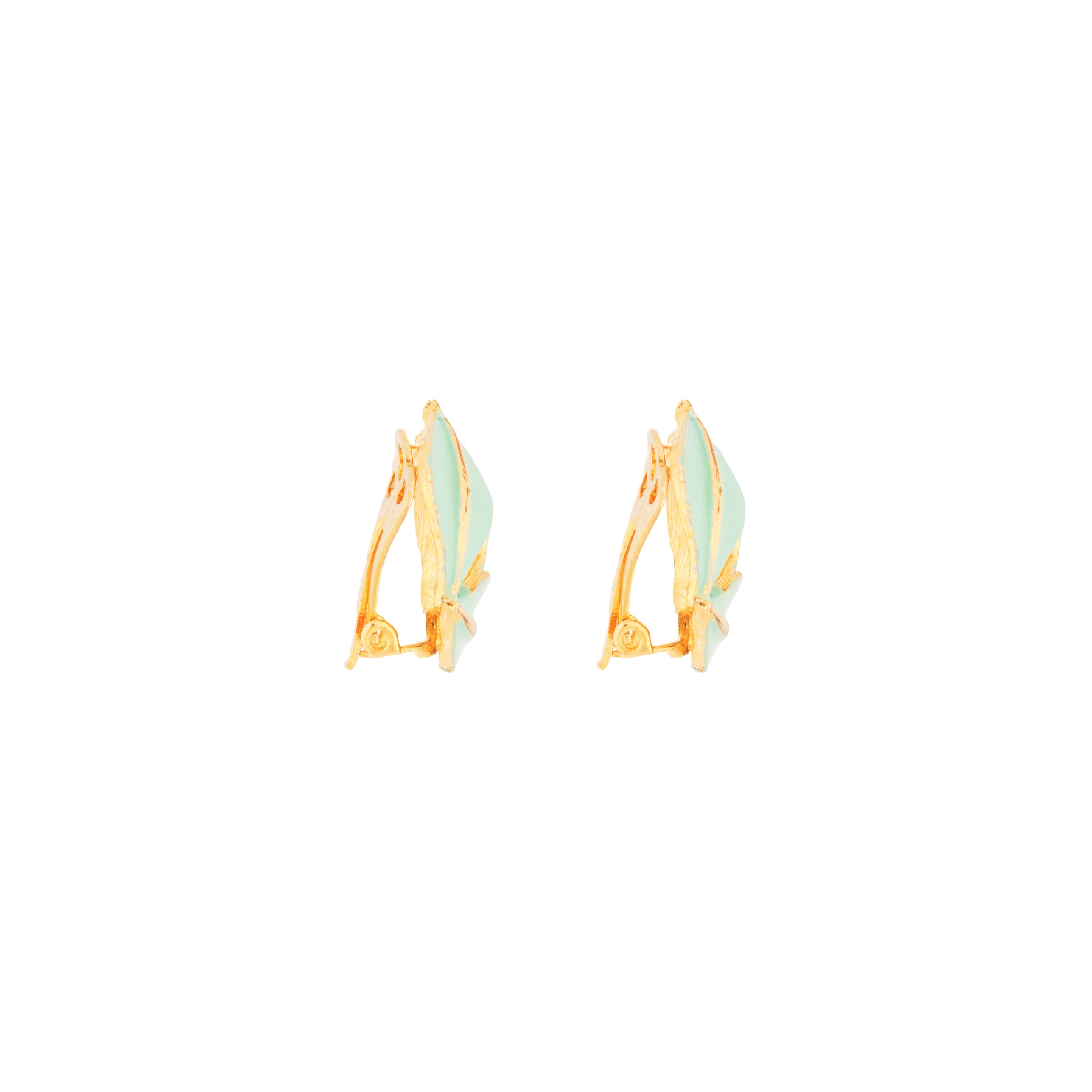 1980s Vintage Stylised Leaf Clip-On Earrings