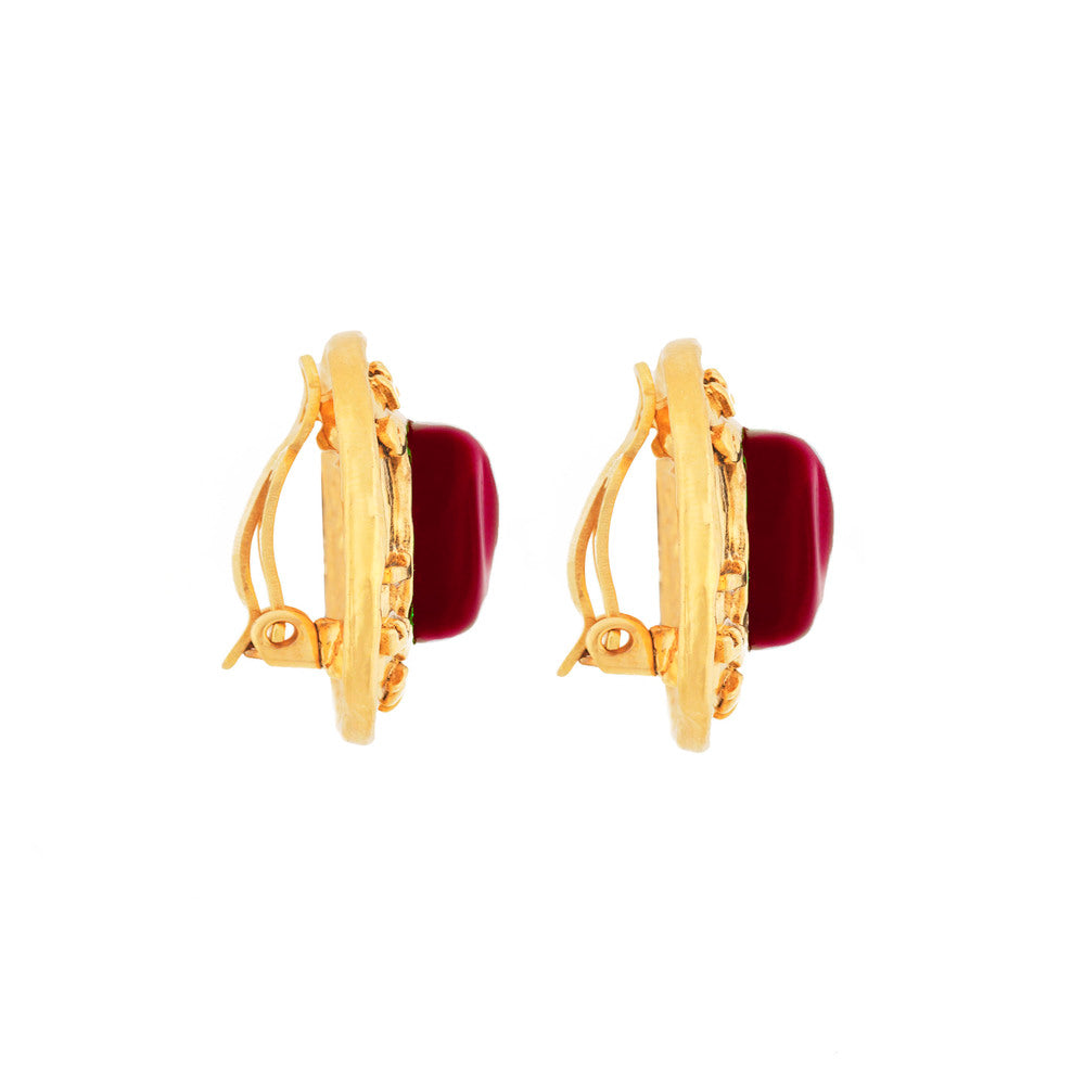 1987 Vintage Chanel Faux Ruby Clip-On Earrings