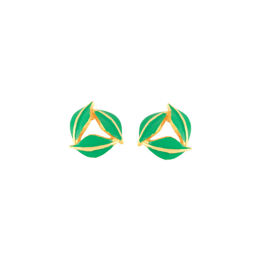 1980s Vintage Stylised Leaf Clip-On Earrings