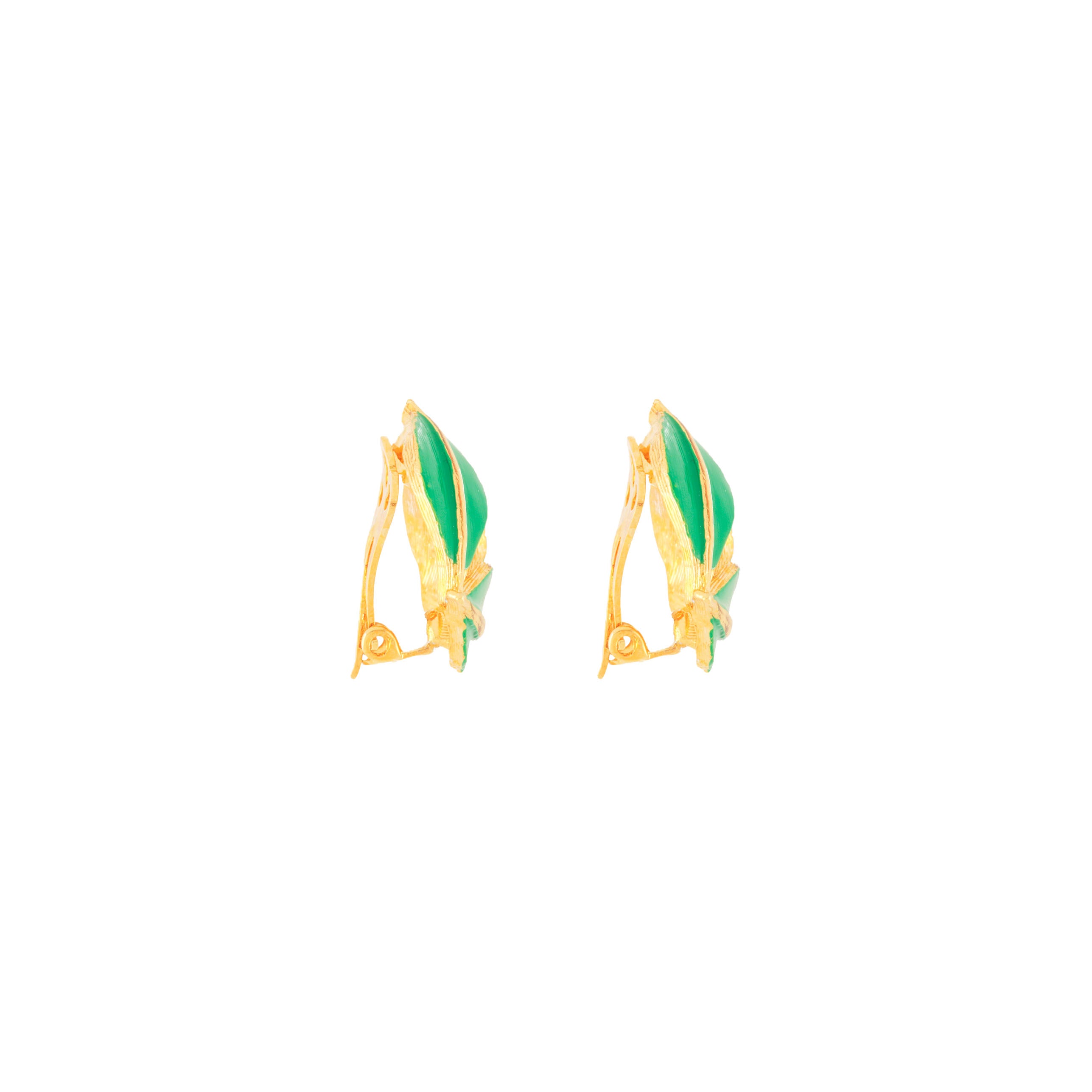 1980s Vintage Stylised Leaf Clip-On Earrings