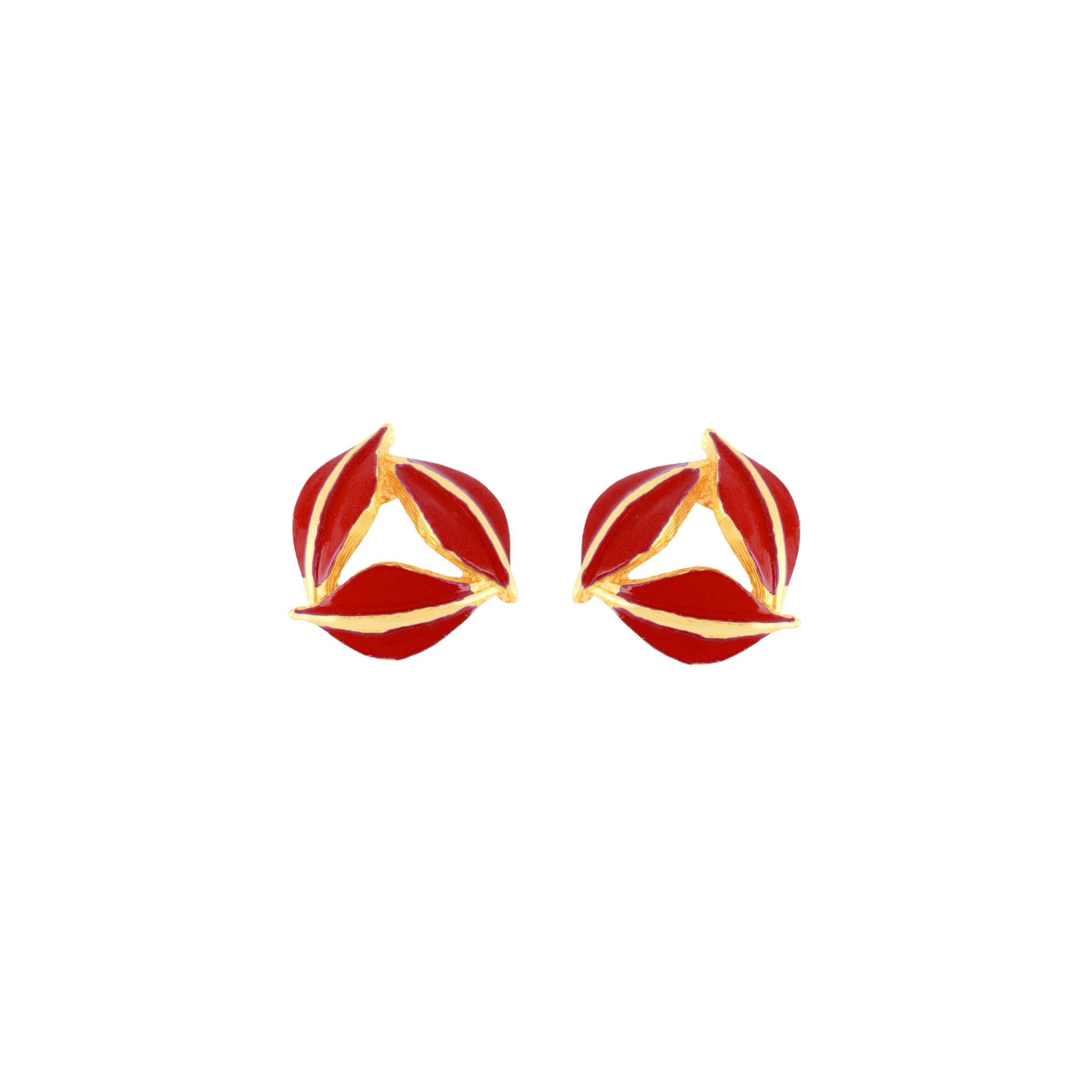 1980s Vintage Stylised Leaf Clip-On Earrings