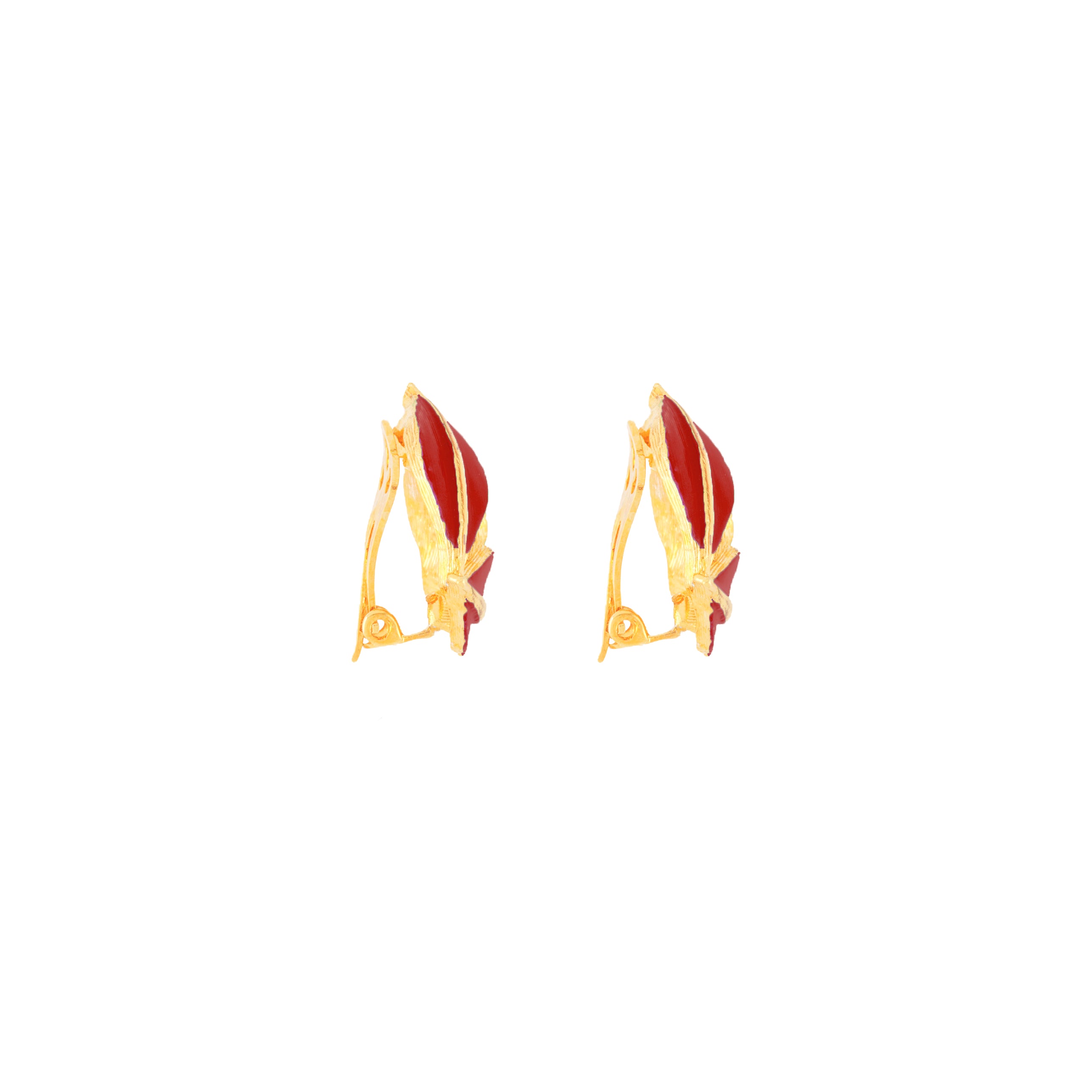 1980s Vintage Stylised Leaf Clip-On Earrings