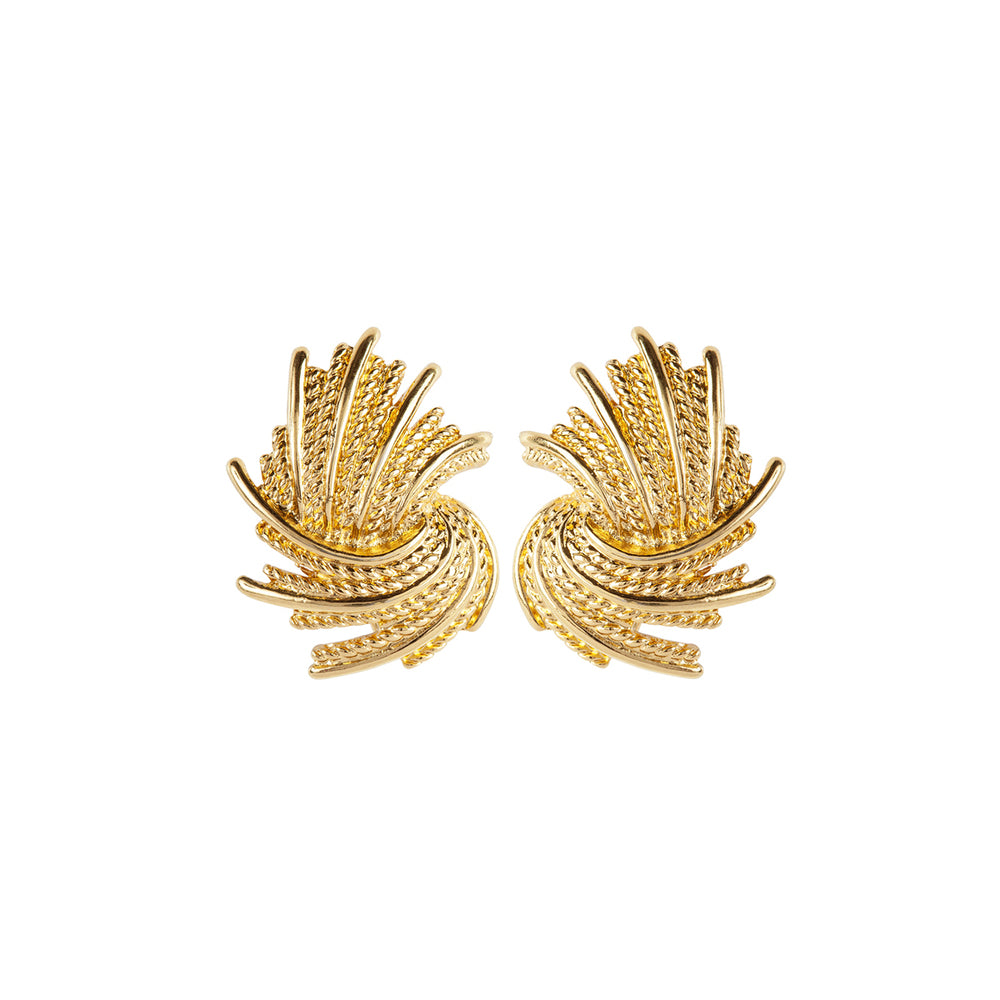 2000s Vintage Sunburst Swirl Clip-On Earrings