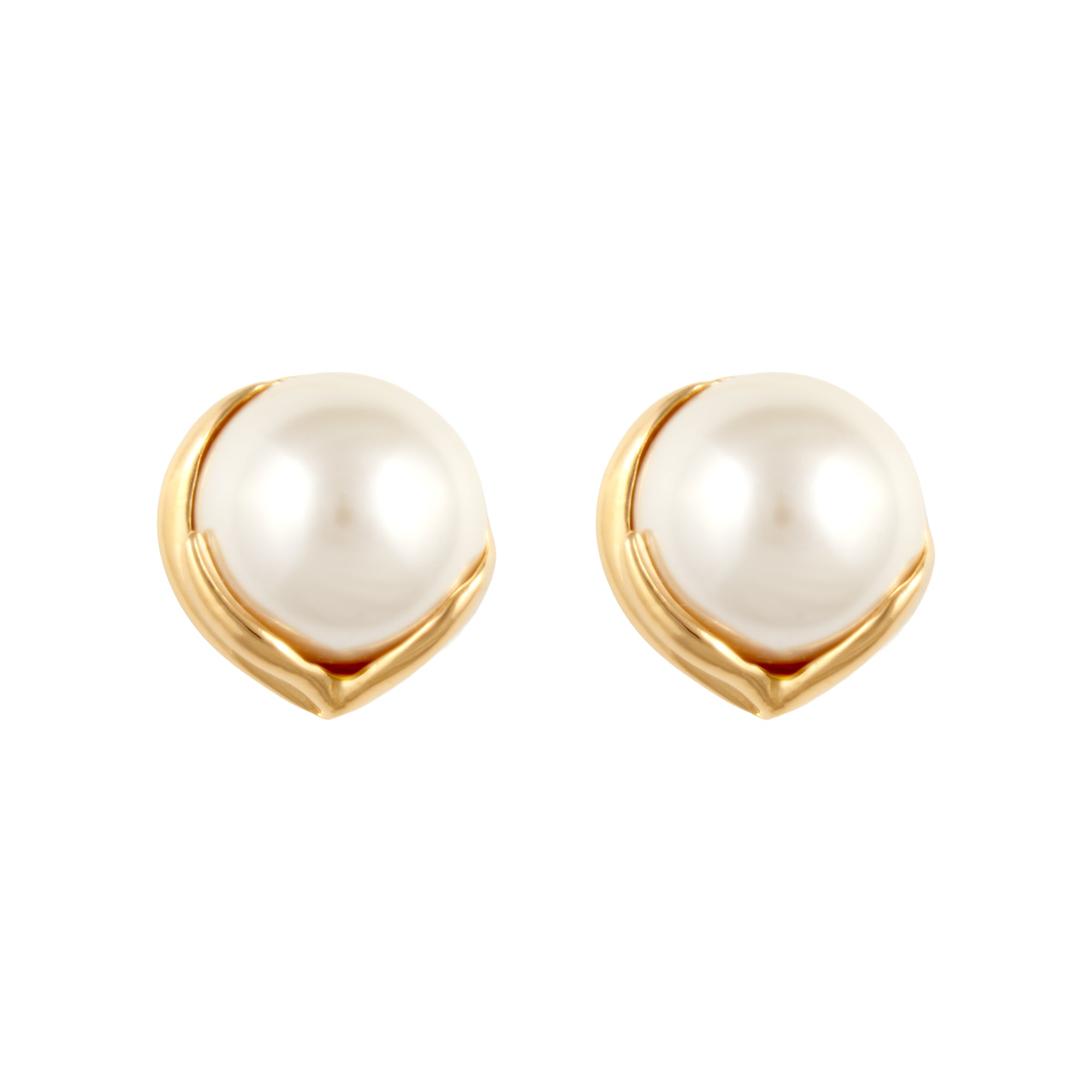 1990s Vintage Faux Pearl Clip-On Earrings