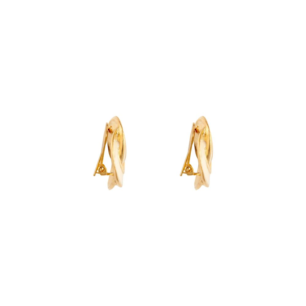 1990s Vintage Cream Enamel Clip-On Earrings