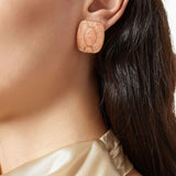 1990s Vintage Pink Enamel Rectangular Earrings