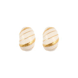1990s Vintage Cream Enamel Hoop Clip-On Earrings