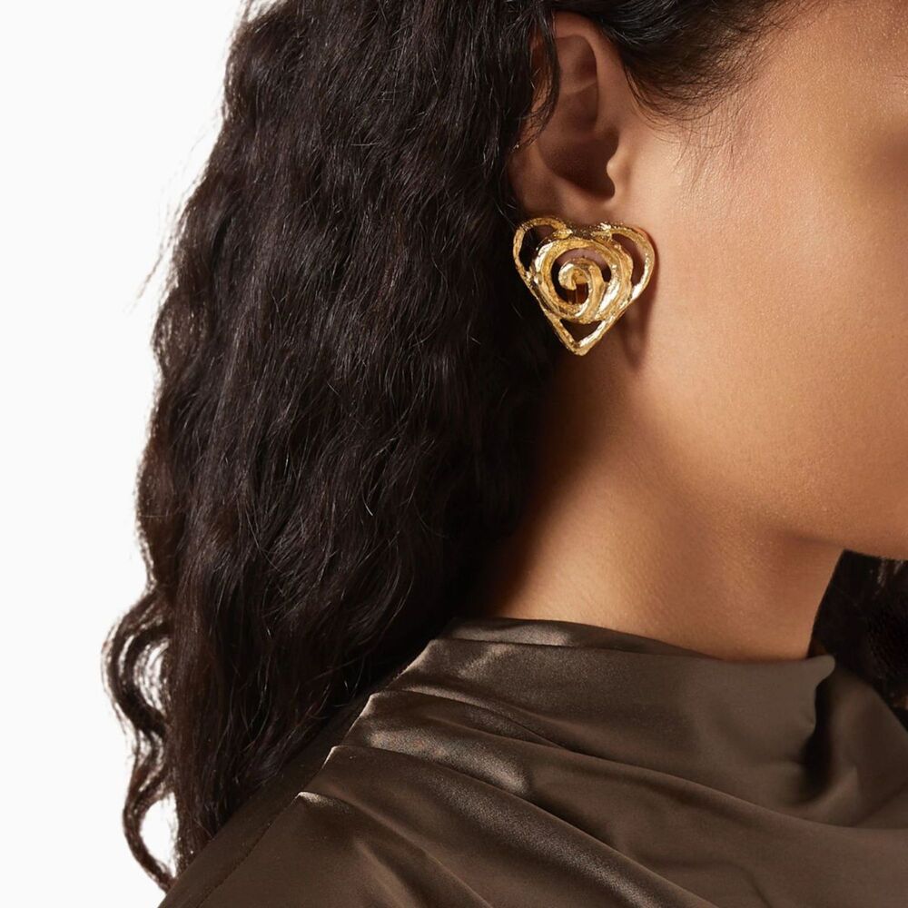 1990s Vintage Heart Clip-On Earrings
