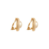1990s Vintage Faux Pearl Oval Clip-On Earrings