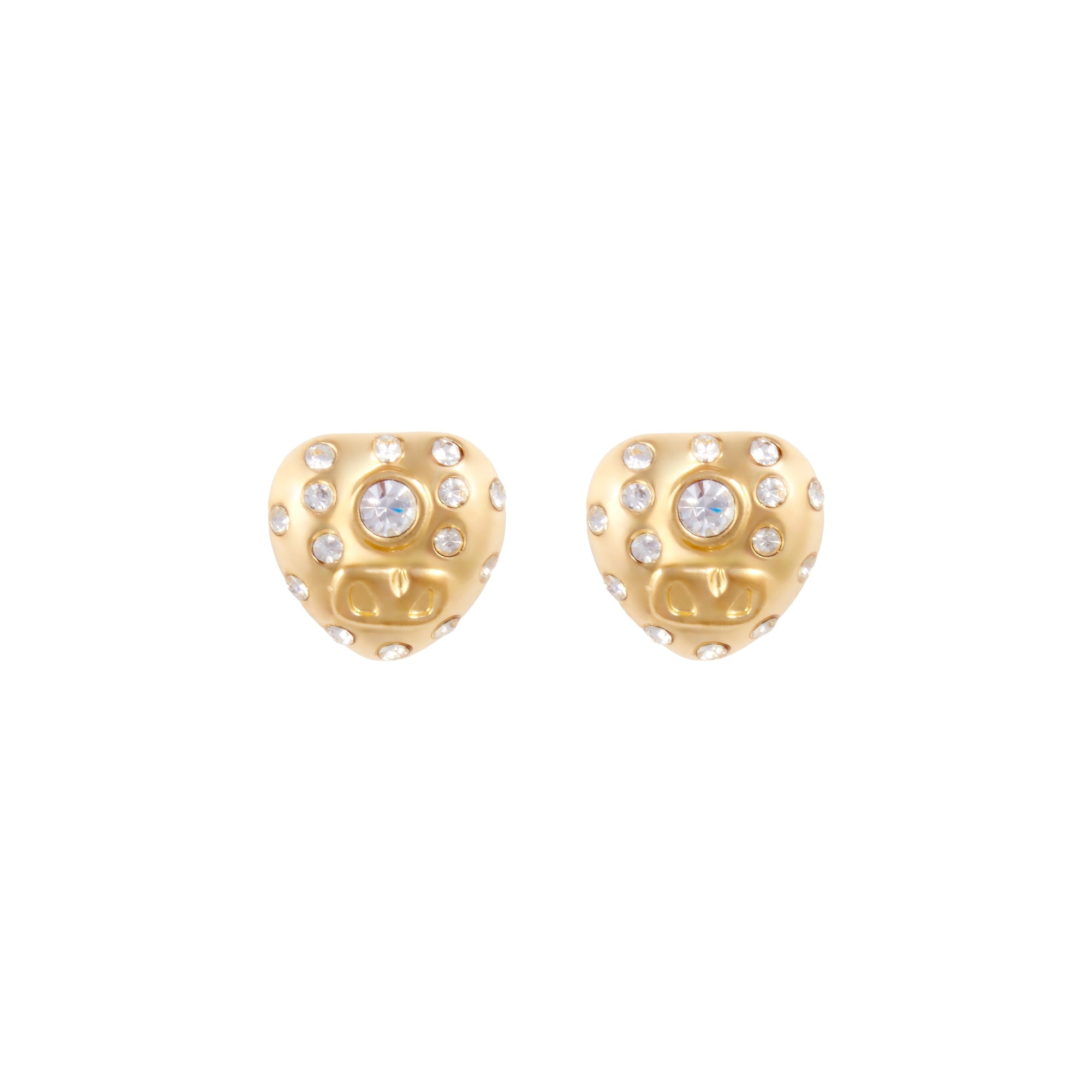 1990s Vintage Valentino Swarovski Crystal Heart Clip-On Earrings