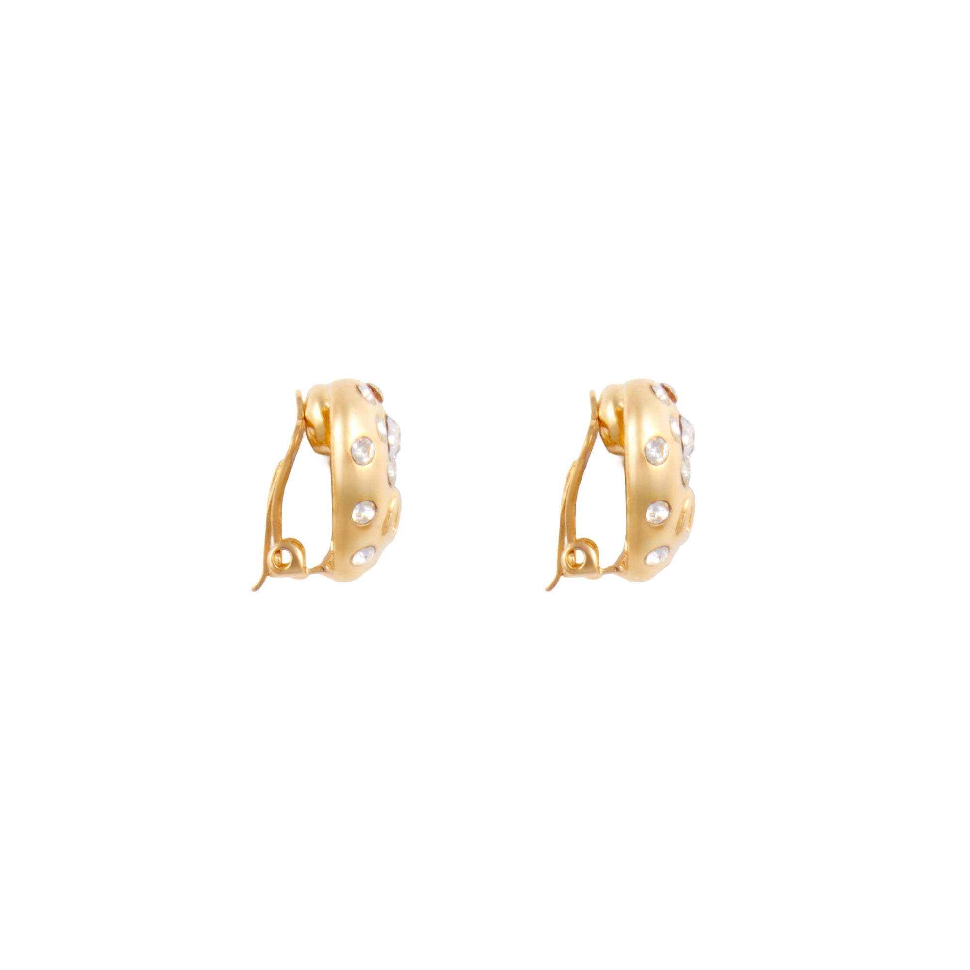 1990s Vintage Valentino Swarovski Crystal Heart Clip-On Earrings