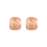 1990s Vintage Pink Enamel Rectangular Earrings
