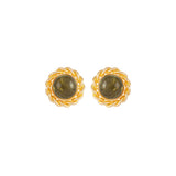 1990s Vintage Moss Green Marbled Earrings