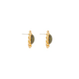 1990s Vintage Moss Green Marbled Earrings