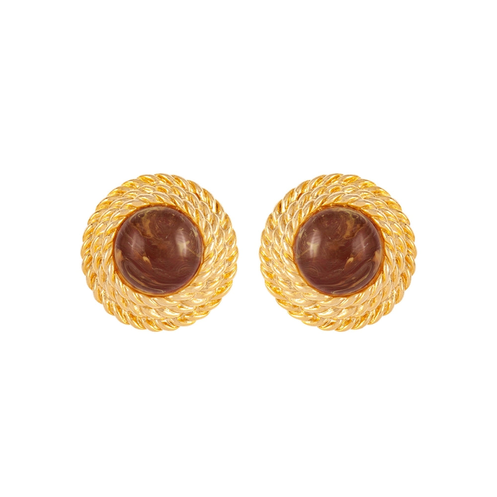 1990s Vintage Brown Clip-On Earrings