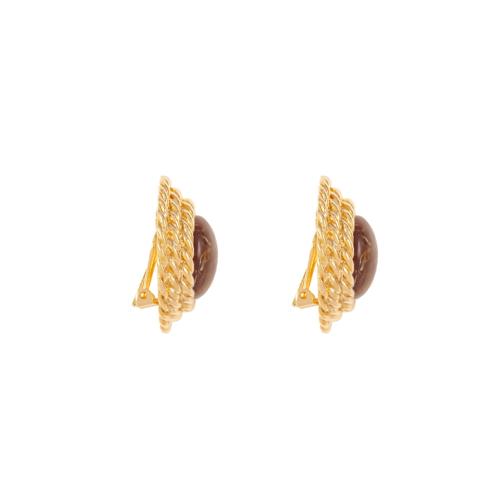 1990s Vintage Brown Clip-On Earrings