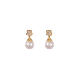 1980s Vintage Faux Pearl Floral Earrings