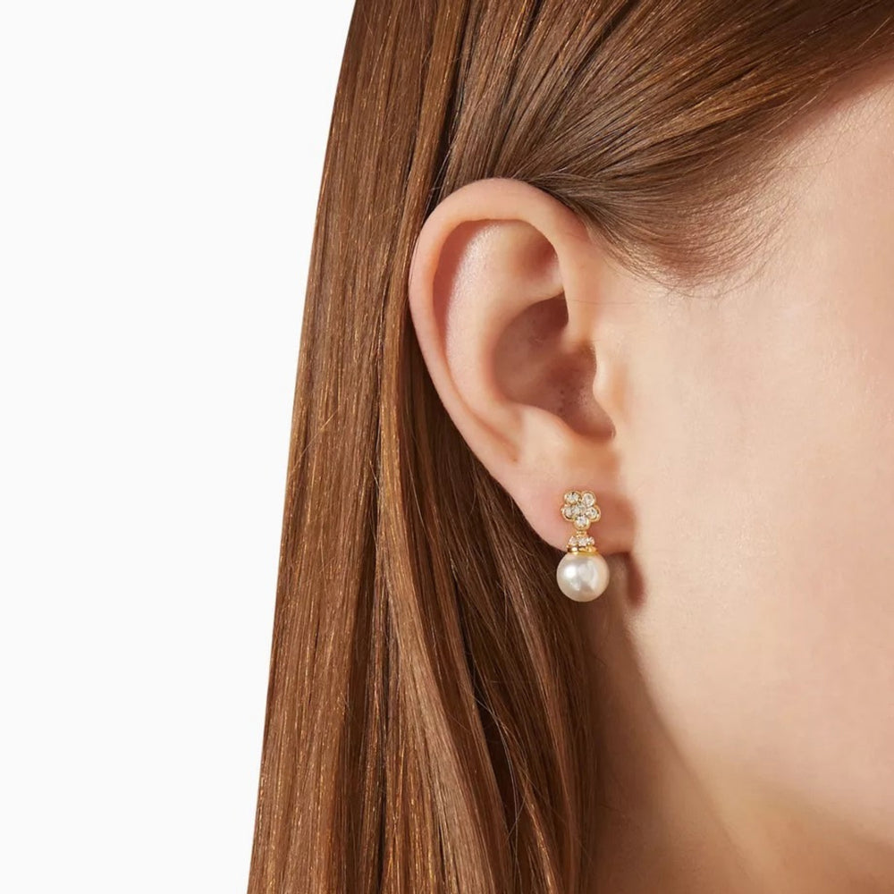 1980s Vintage Faux Pearl Floral Earrings
