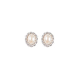 1990s Vintage Faux Pearl Oval Clip-On Earrings