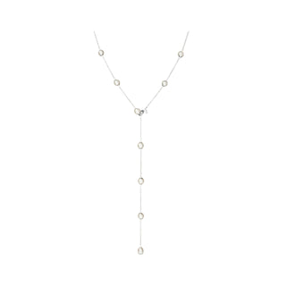 Sterling Silver Lariat Necklace with Freshwater Pearls