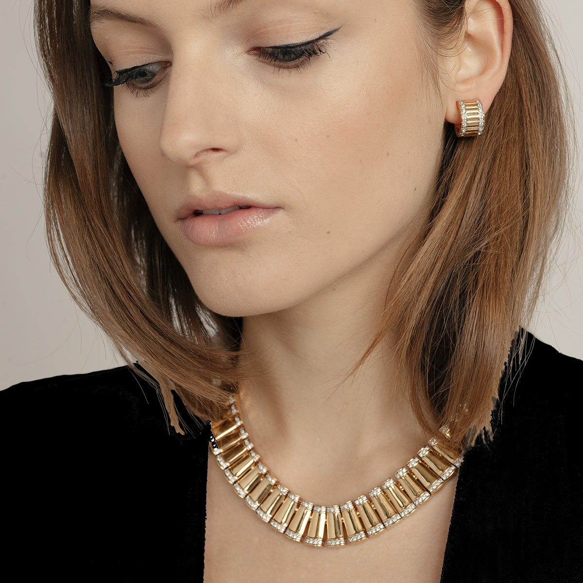 1980s Vintage Dramatic Swarovski Collar Necklace