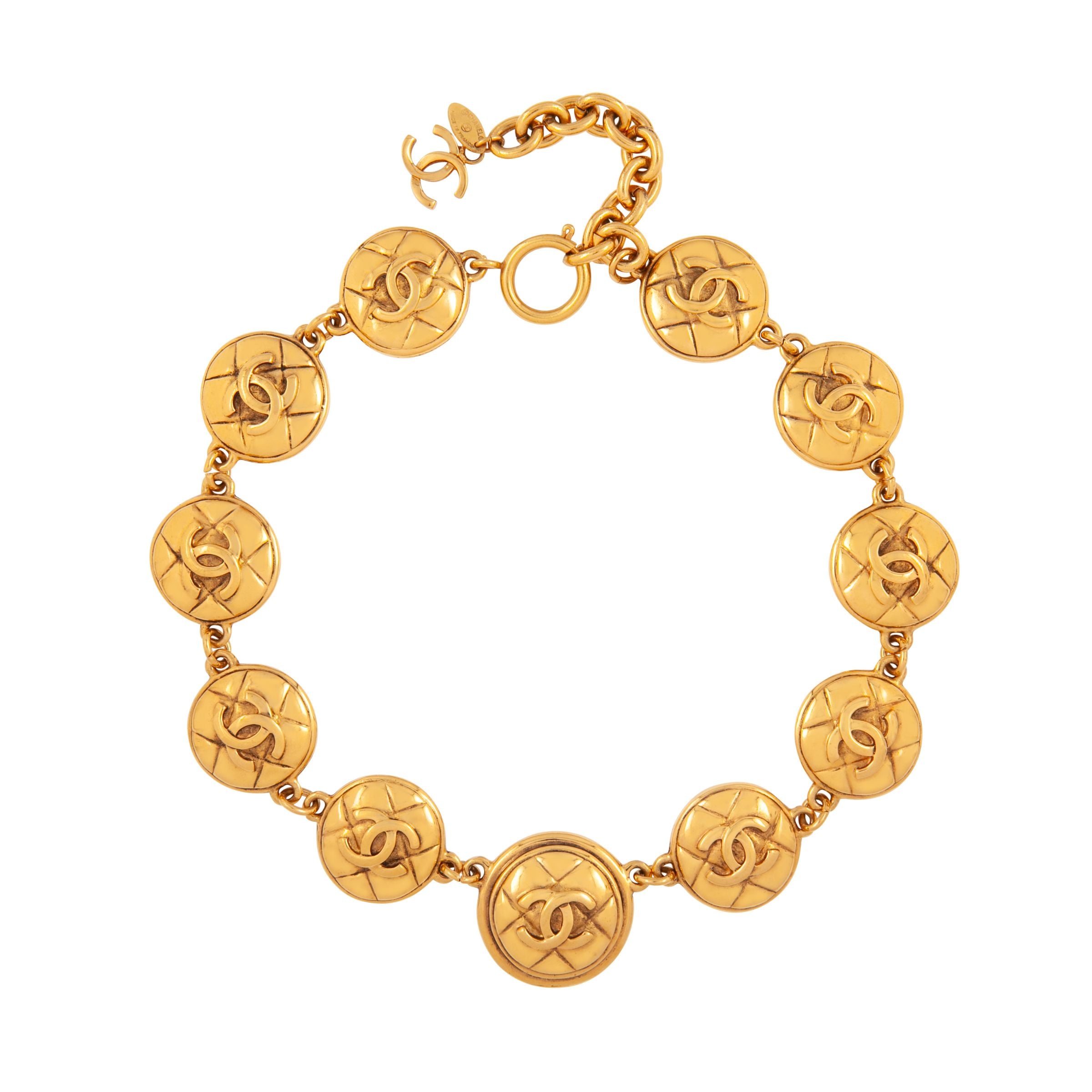 1980s Vintage Chanel Statement Quilted Necklace