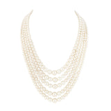 1980s Vintage 5 Strand Faux Pearl Necklace