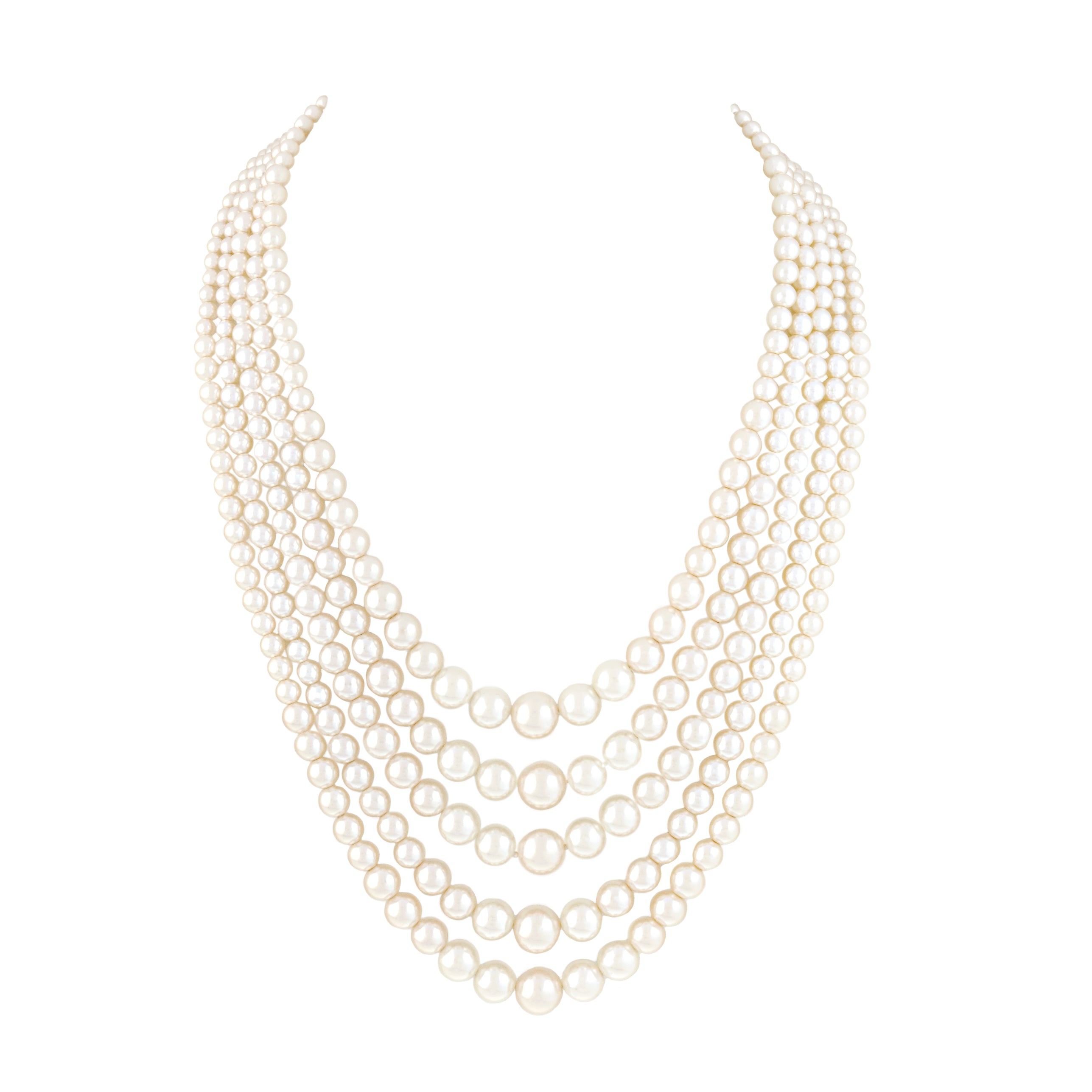 Vintage 5 Strand Faux Pearl Necklace