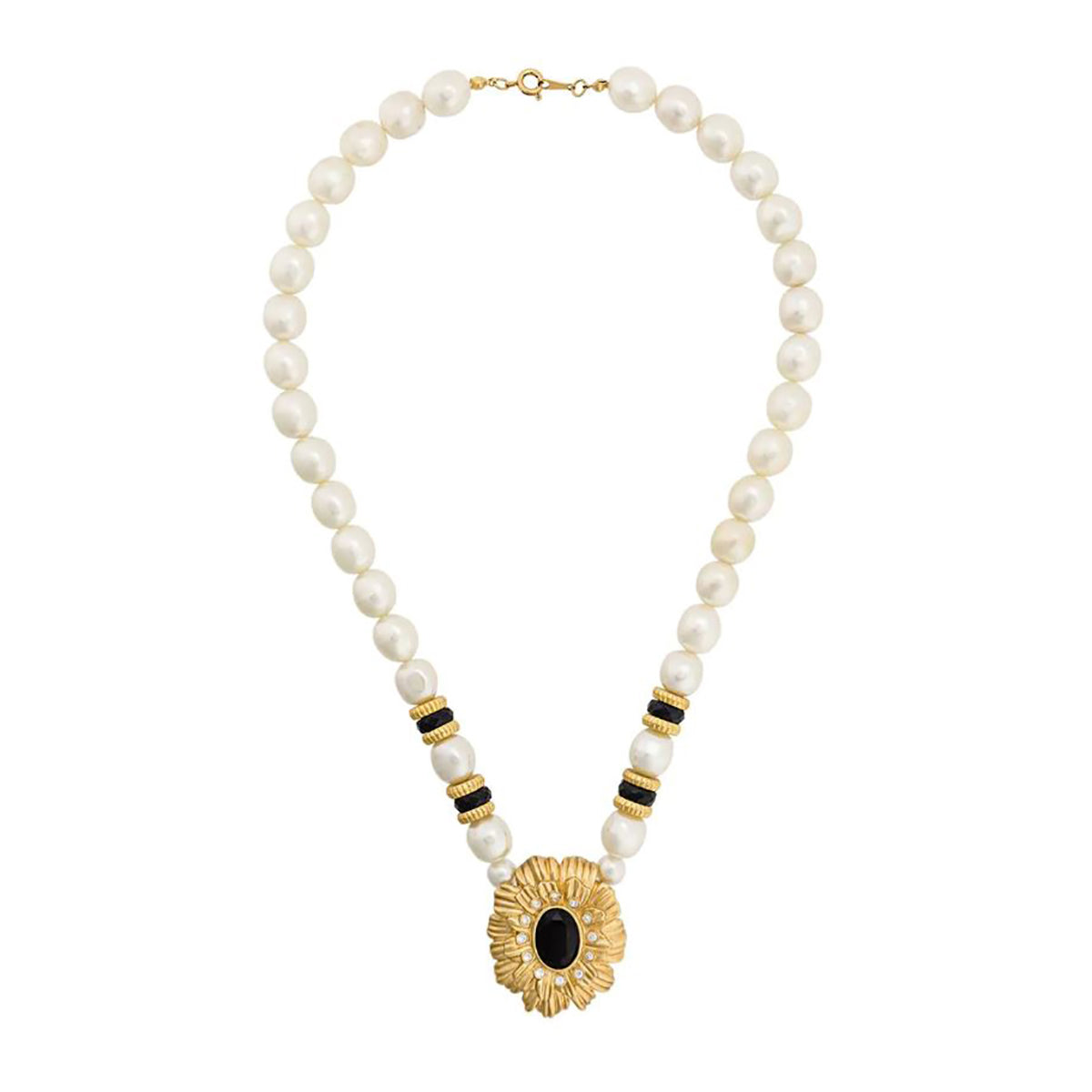 1980s Vintage Faux Pearl Jet Necklace