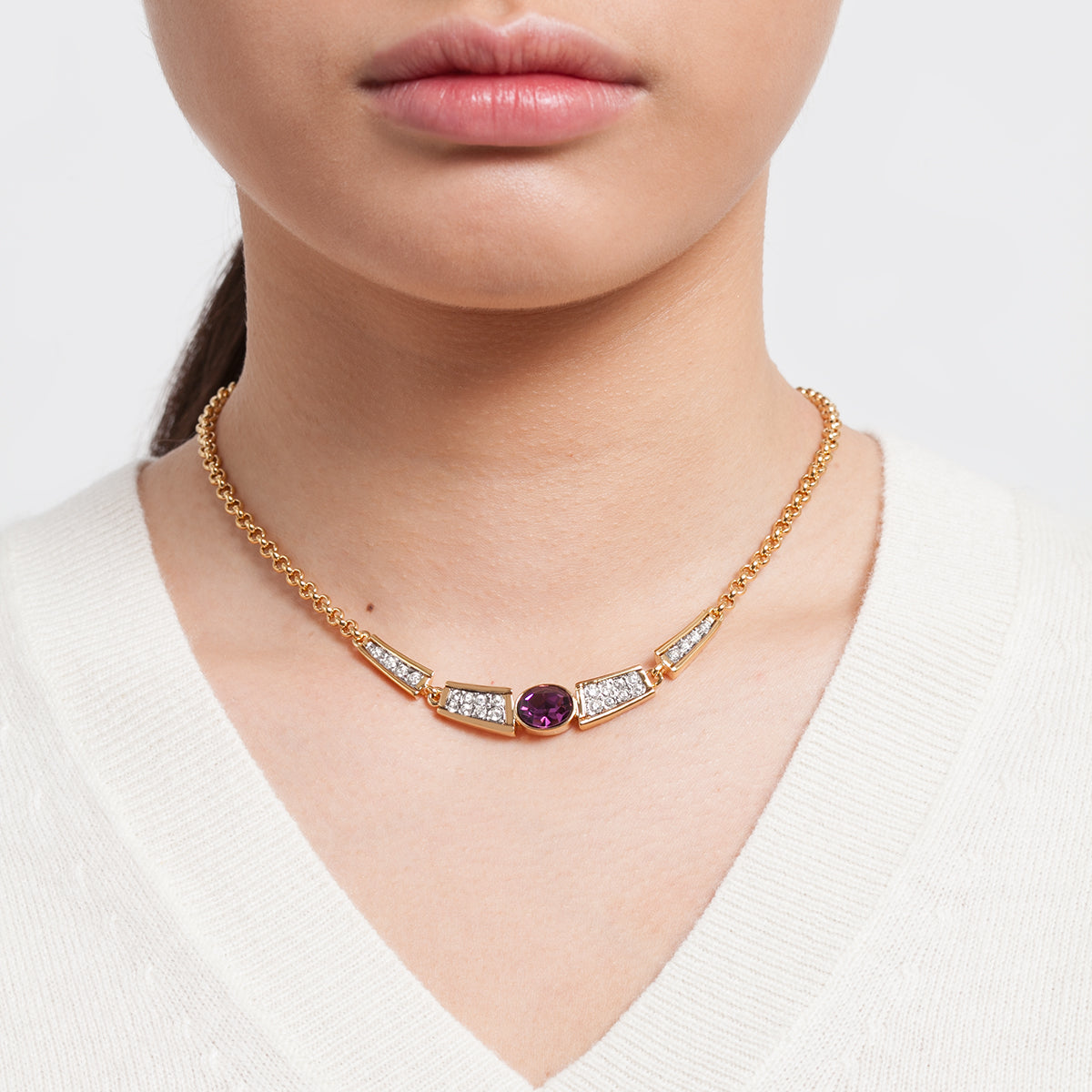 1980s Vintage D'Orlan Faux Amethyst Necklace