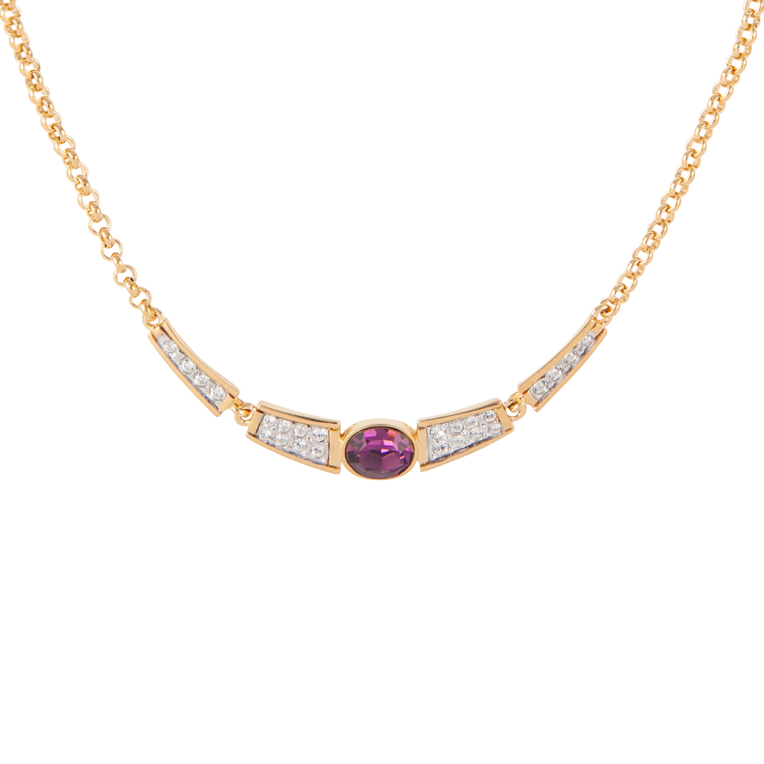 1980s Vintage D'Orlan Faux Amethyst Necklace