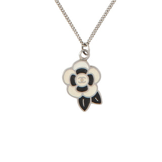 Chanel Black Enamel Camellia Flower Necklace