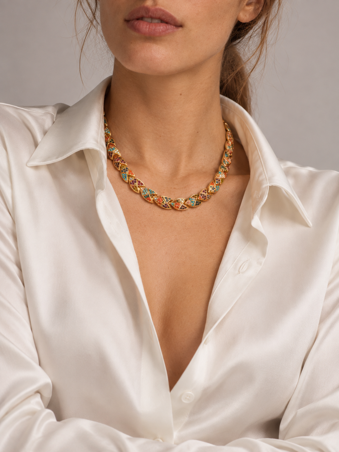 1990s Vintage D'Orlan Swarovski Crystal Collar