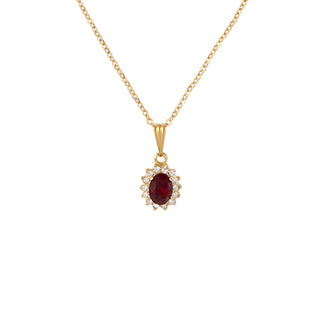 1990s Vintage Faux Ruby Red Edwardian Revival Pendant