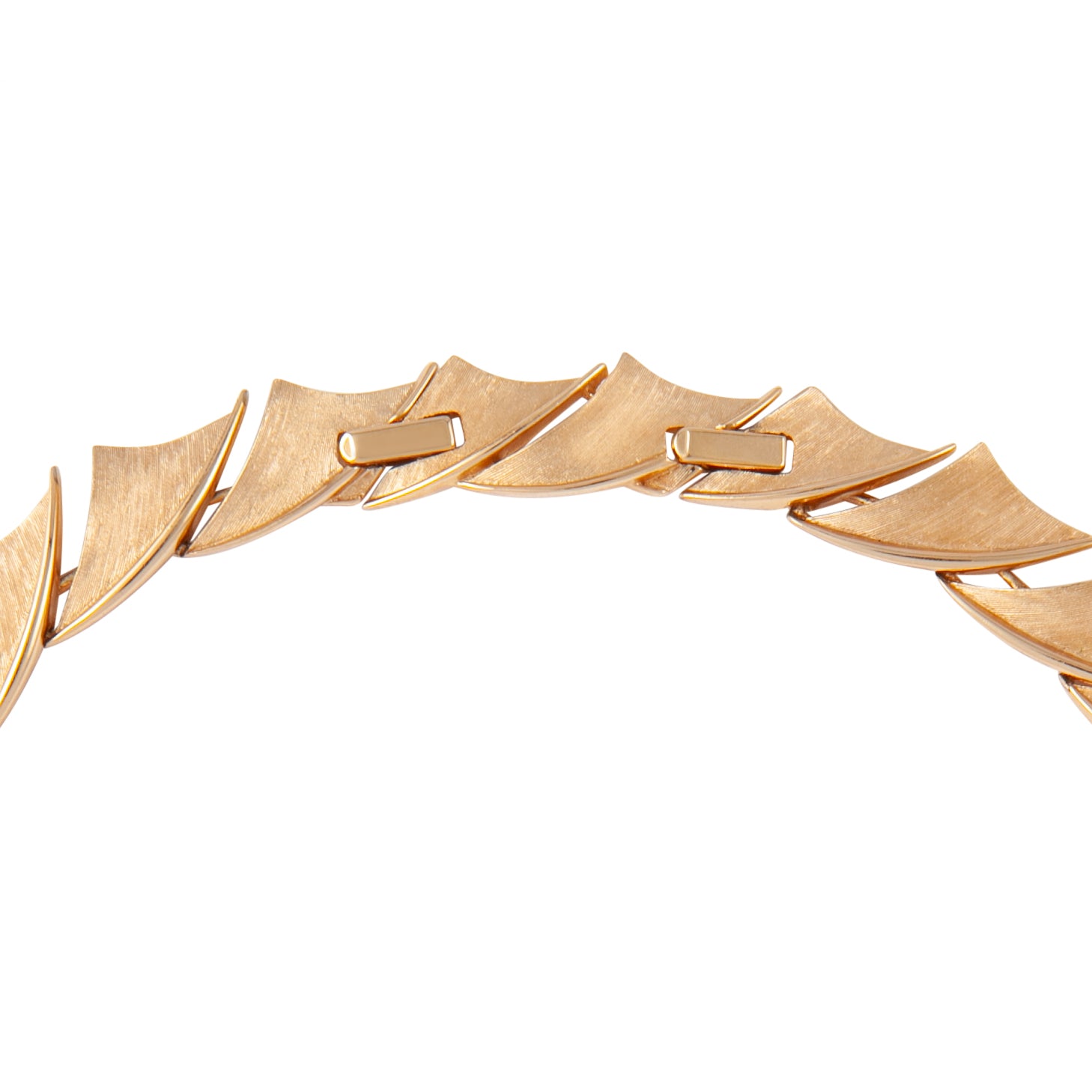 1950s Vintage Trifari Brushed Links Collar Necklace