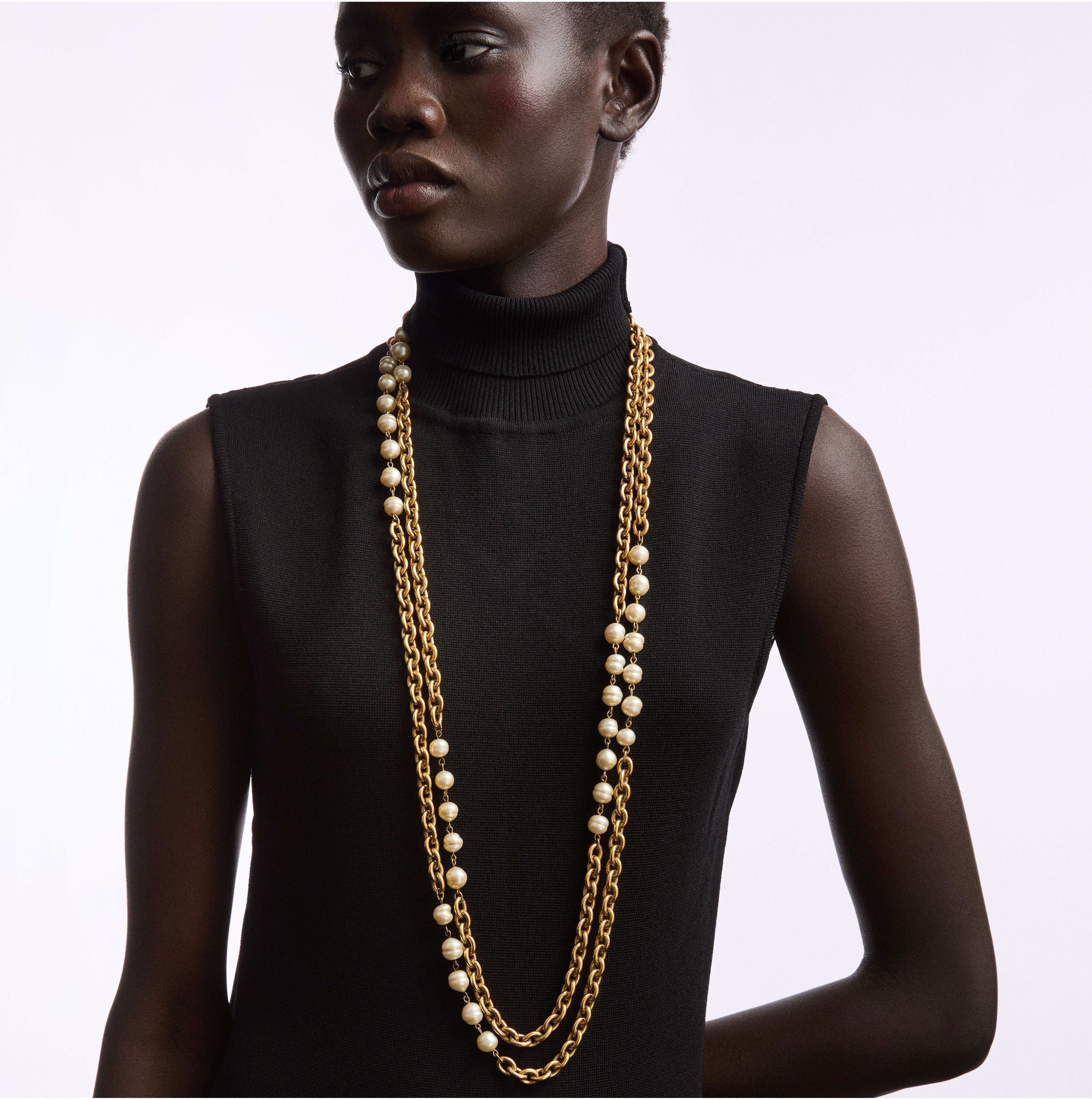 1980s Vintage Chanel Faux Pearl Statement Necklace