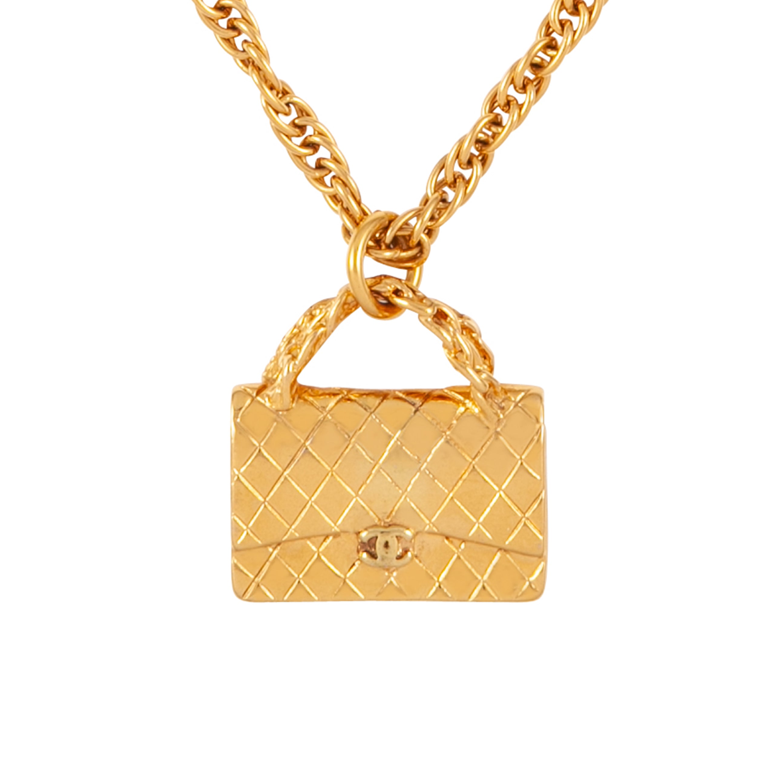 1995 Vintage Chanel Flap Bag Pendant Necklace